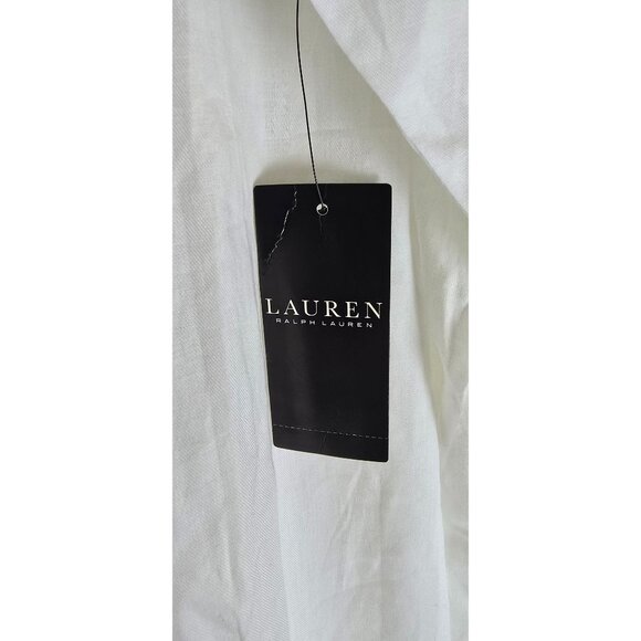 Lauren Ralph Lauren Womens 3X White Button-Up Shirt Dress 100% Cotton With Embro - Picture 5 of 8
